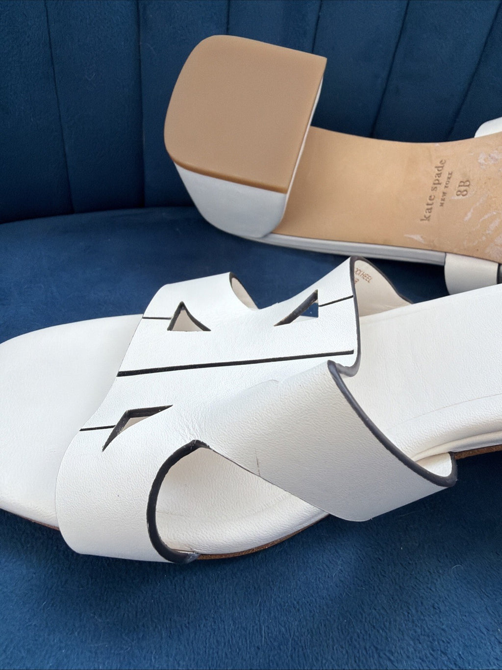Kate spade new york Duo Block-Heel Dress Sandals Mules Cream Ivory Uk 5.5 New