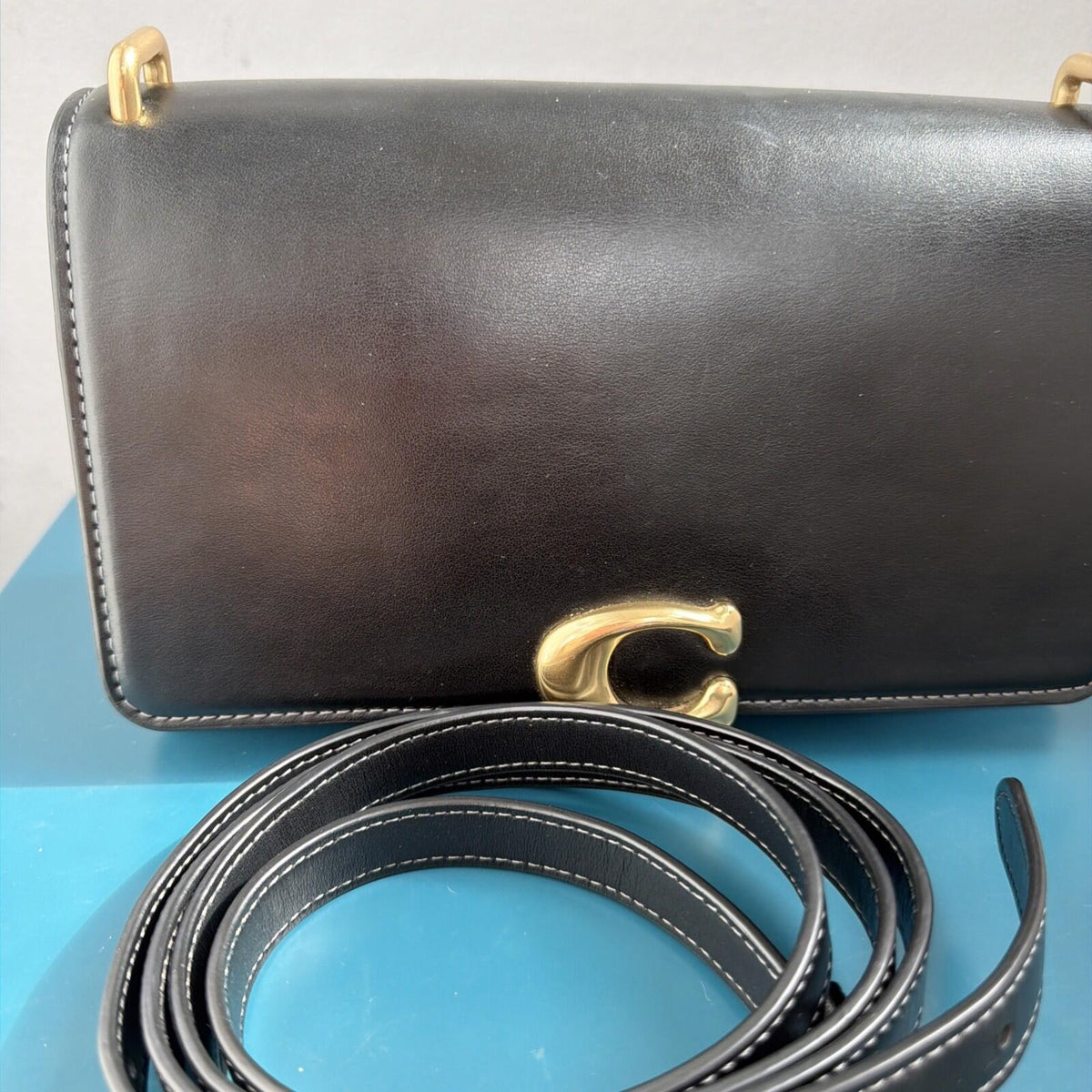 354 Coach Lux Bandit Shoulder Crossbody Bag Black Leather £550 New