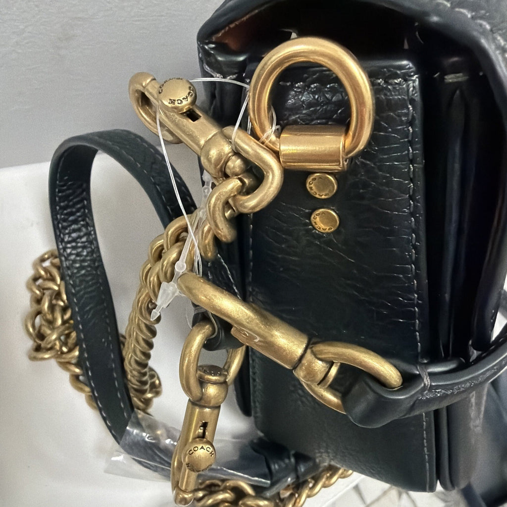 Coach Cassie 19 Black Pebbled Leather Shoulder Bag 4 Straps BN