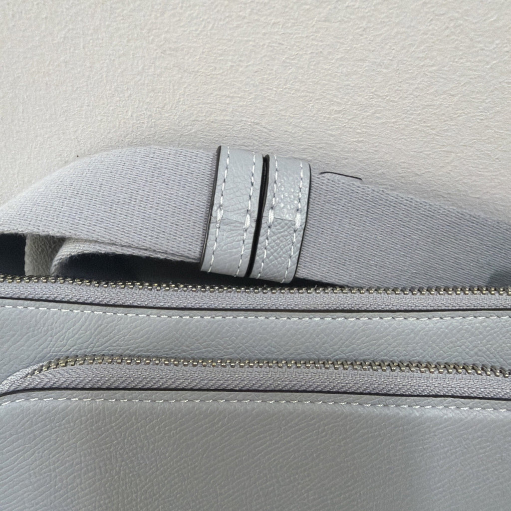 Coach Unisex Blue Grey Crossgrain Leather Belt Bag  BNWT