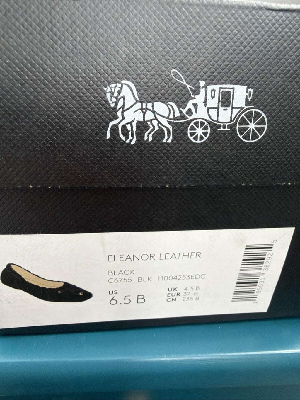 Coach Eleanor Leather Ballet Flat Shoes C6755 Black Uk 4.5 BNIB