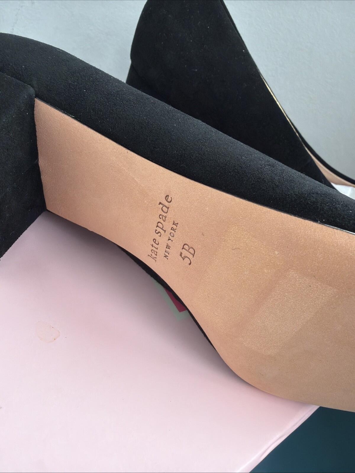 Kate Spade Kacey True Suede Black UK 2.5  BNIB Low  Block Heels £179