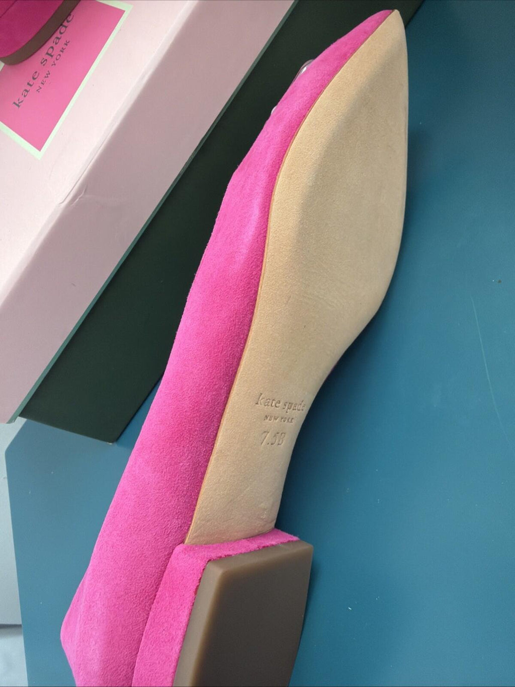 Kate Spade Buckle Up Festive Pink Suede Pointed Toe Flats UK 5 New US 7.5 BNIB