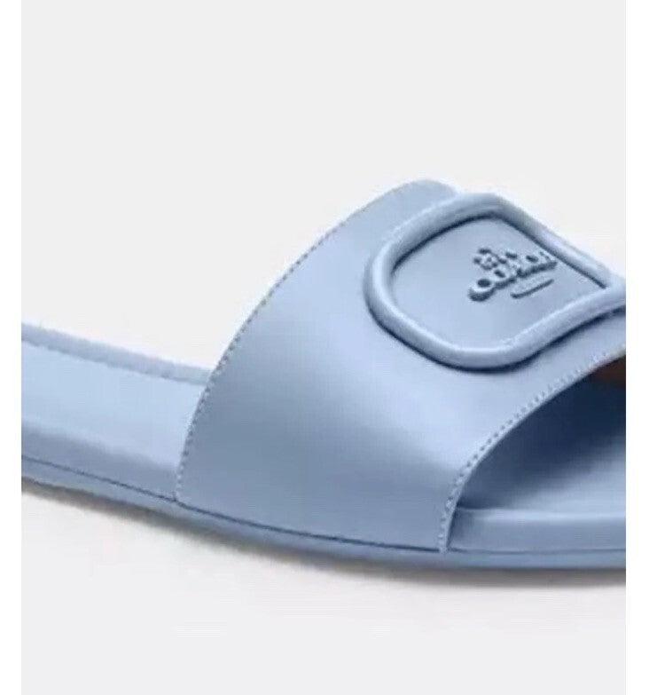 Coach Evy Leather Sandal Slider Cornflower Blue UK 4,5 / EU 37.5 RRP £195