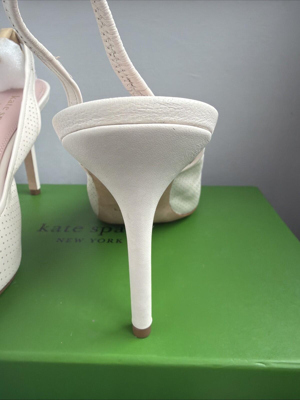 kate spade Veronica High Slingback Heels Pumps Uk 7.5 Parchment Ivory BNIB £250