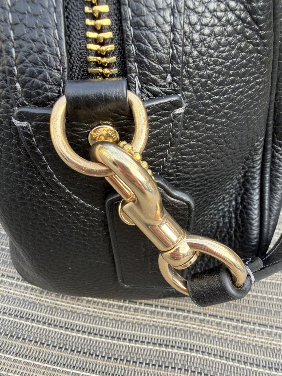 Coach Rowan Satchel in Refined Pebbled Leather Black BN
