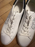TORY BURCH Howell Court Sneakers White Leather Navy Suede / Logo Size UK 8.5 BN