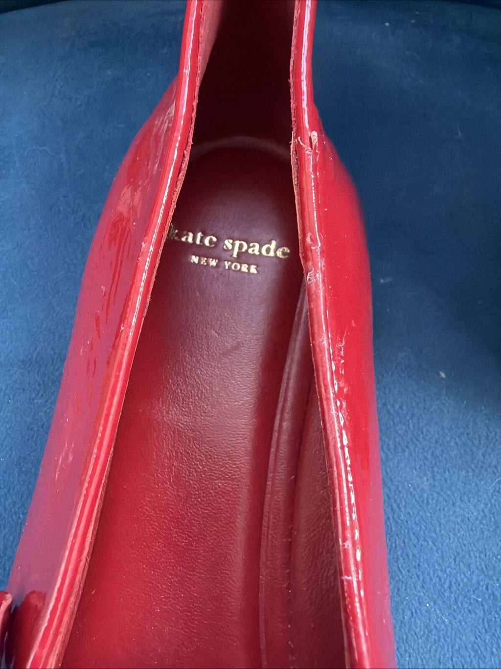 Kate Spade Patent Leather Halo Mary Jane Ballet Flats Red Uk 4 New