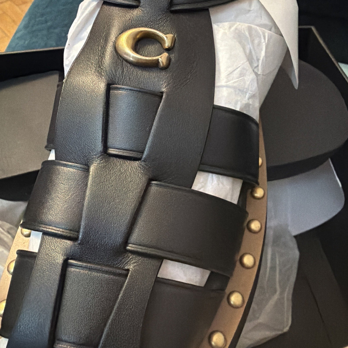 Coach Vivienne Black Leather Chunky Sandals Uk 5 USA 7 BNIB