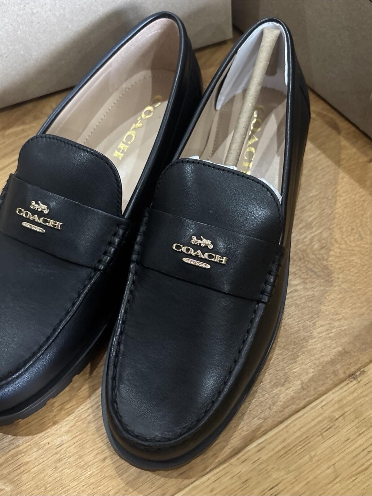 Coach Janie Leather Loafers - Black Size 5 EU 37.5 BNIB