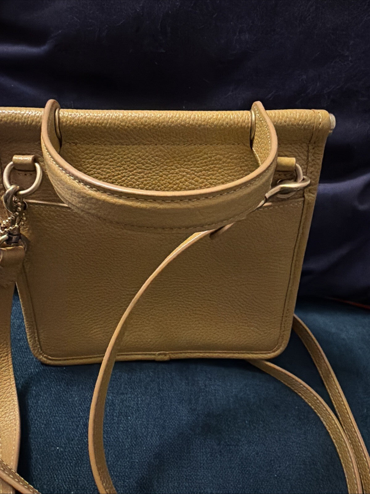 Coach Willis Top Handle 18 Crossbody Pebbled Leather Flax Mustard New