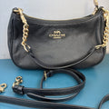 355 Coach Teri Shoulder Bag Black Pebbled Leather Genuine Strap Strap Damage