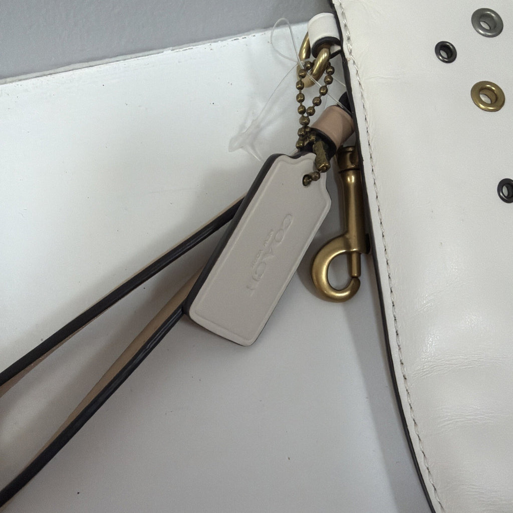 357 Coach Large Charlie leather Pouch clutch/wristlet Ivory Tea Rose Rivets £275