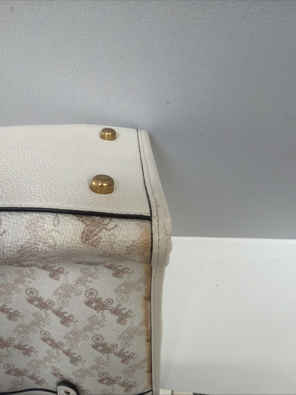 COACH C3866 Field Tote 22 With Horse And Carriage Print Chalk BNWT