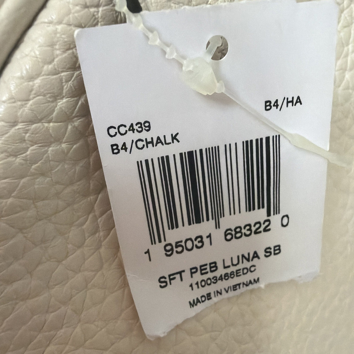Coach Chalk White LUNA Pebble Leather Shoulder Bag BNWT 90s Style