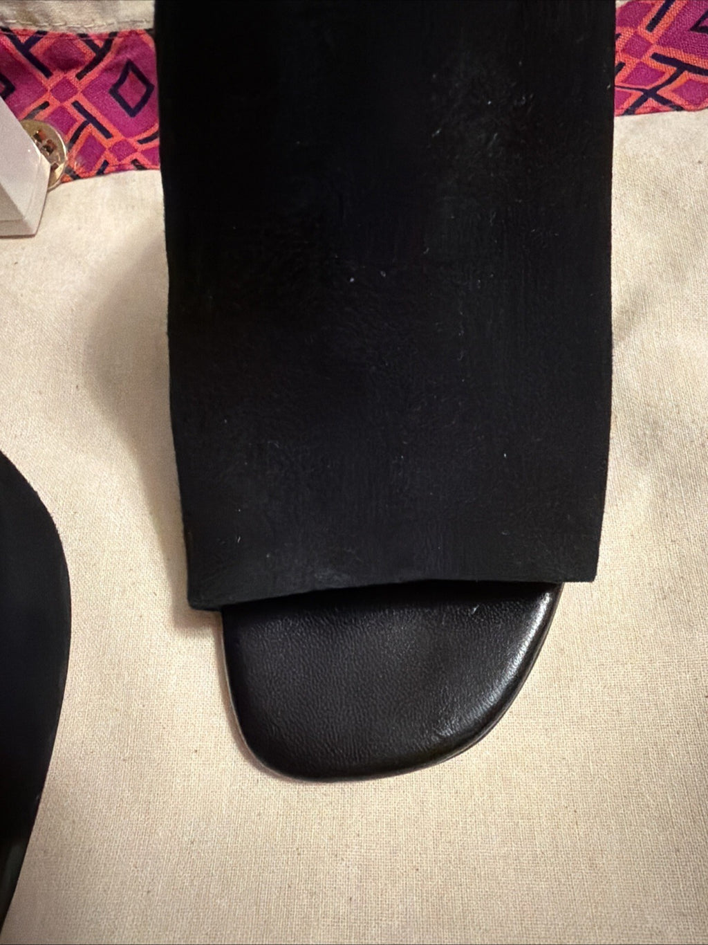 TORY BURCH Black Suede T Block Slip-On Mule Uk 3.5 $368 With Dust Bag New