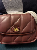 COACH Quilted Pillow Nappa Leather Madison Shoulder Bag Wine Gold C8560 BNWT