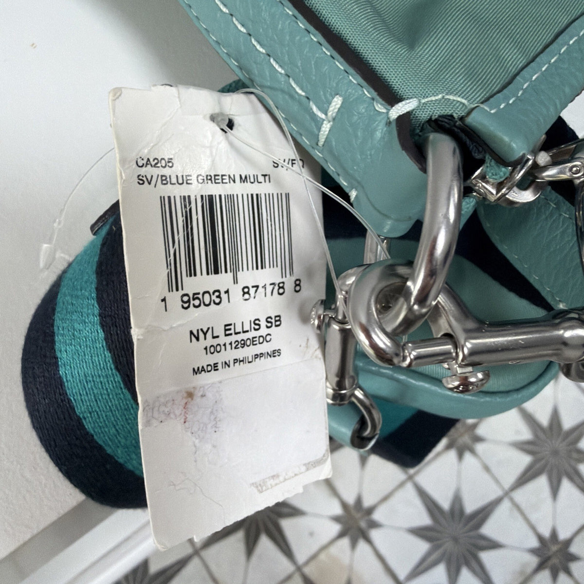 Coach Nylon Ellis Shoulder Bag CA205 Blue Green Multi With Coin Purse £425 BNWT