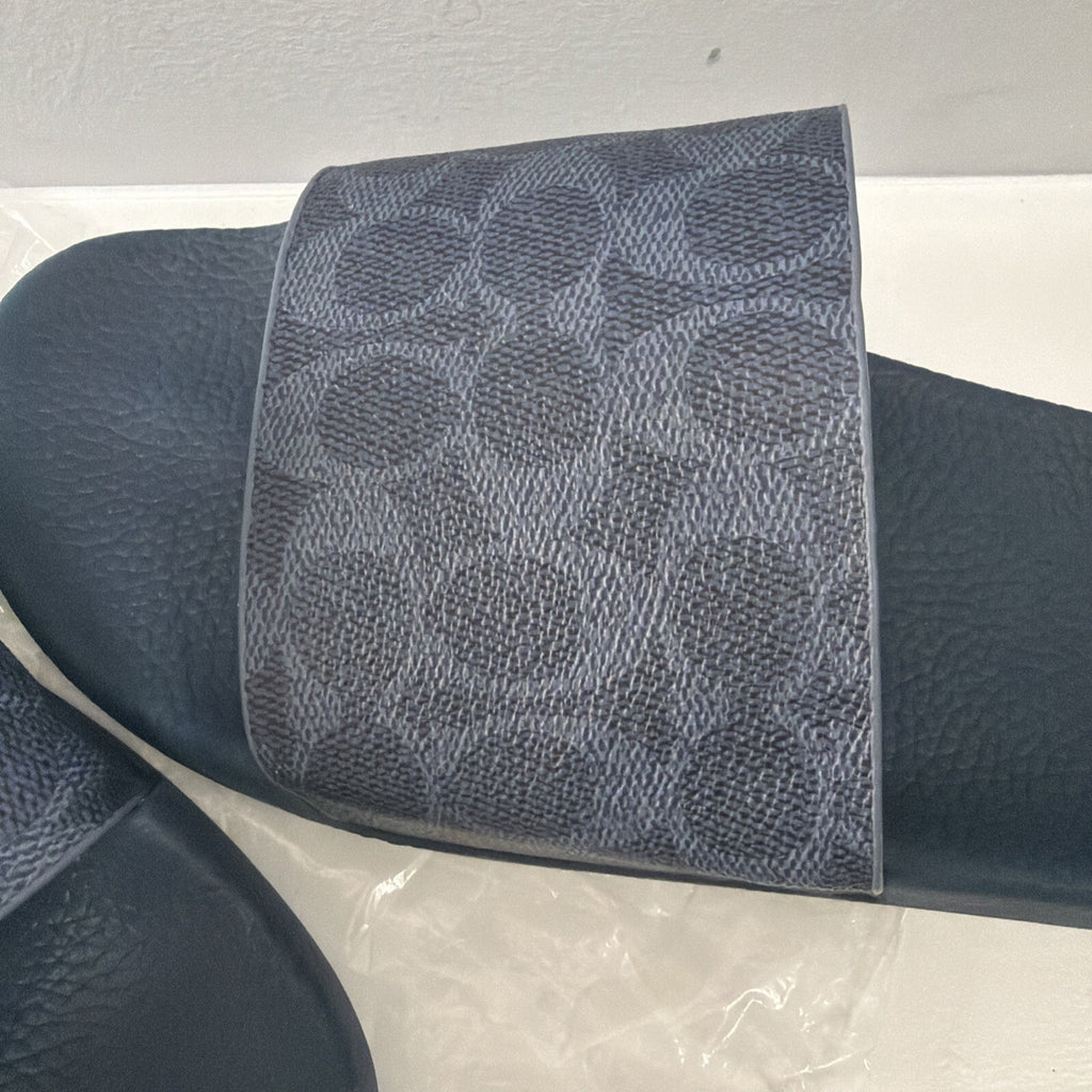 Coach Blue Denim Signature Monogram Sandals Slides Size Men 9.5 Women Unisex BN