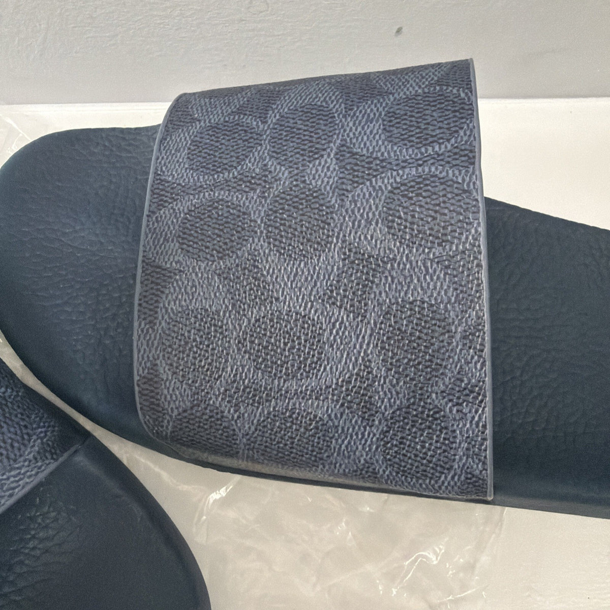 Coach Blue Denim Signature Monogram Sandals Slides Size Men 9.5 Women Unisex BN