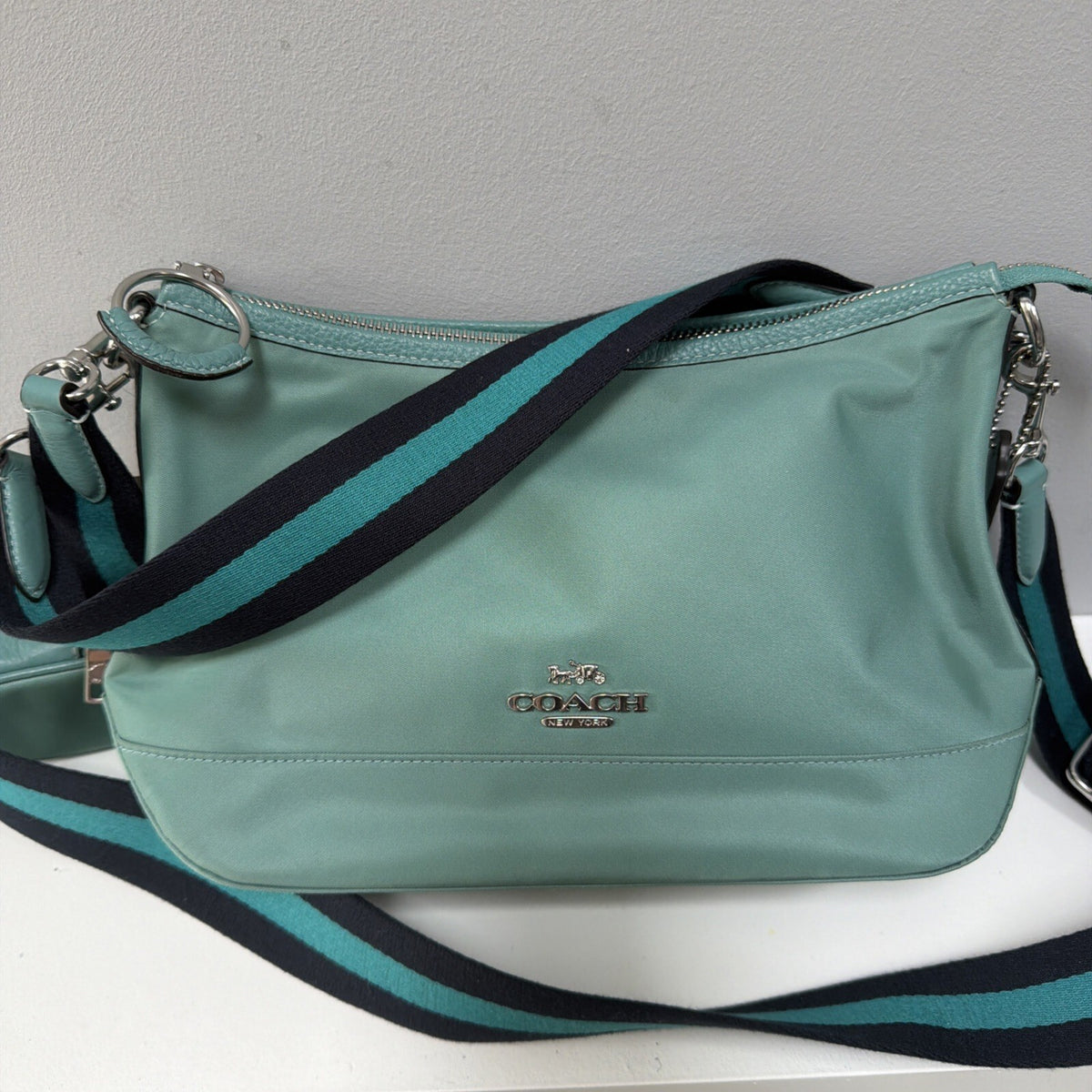 Coach Nylon Ellis Shoulder Bag CA205 Blue Green Multi With Coin Purse £425 BNWT