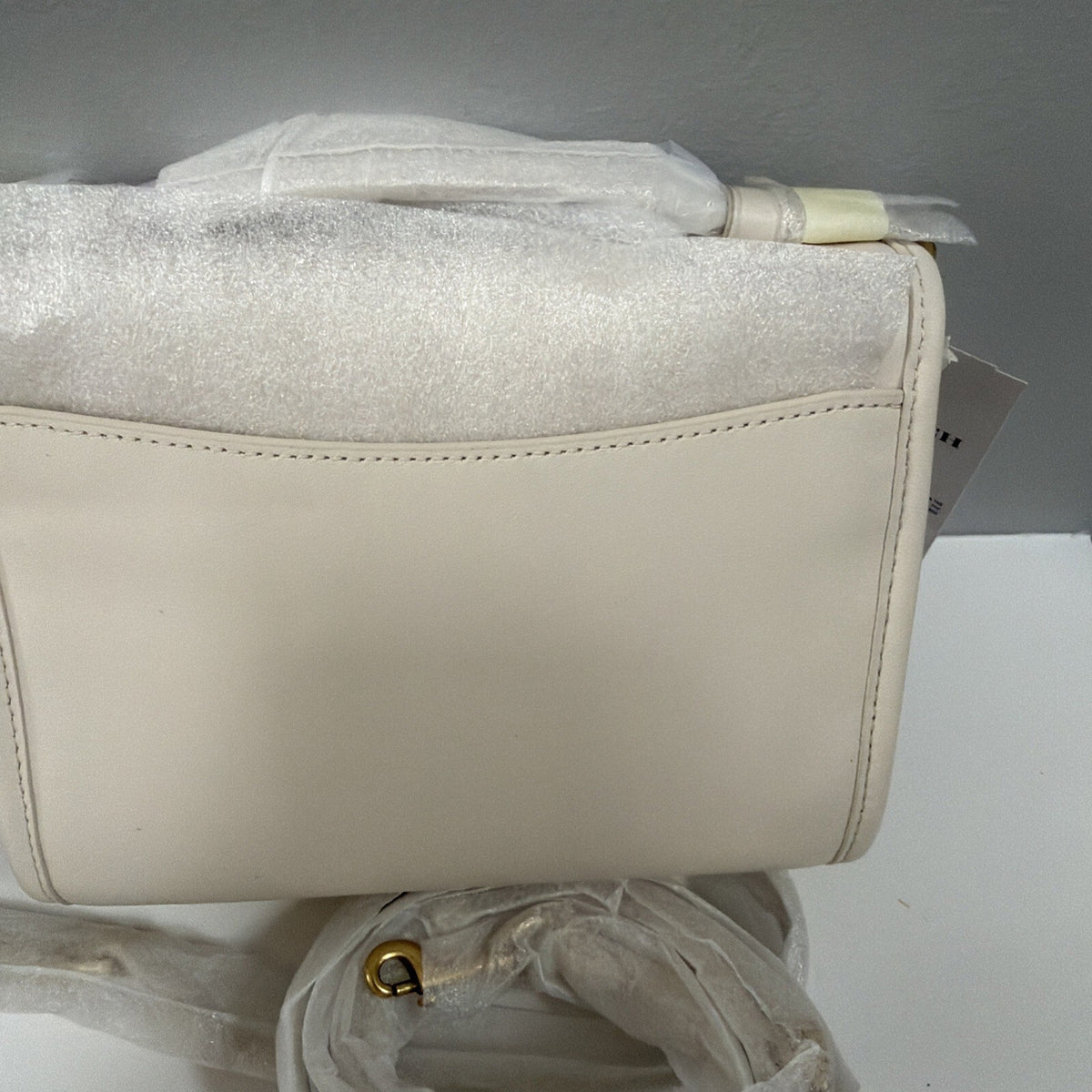Coach Kip Turnlock Crossbody Bag C3486 Chalk Ivory Leather Brass Top Handle BNWT