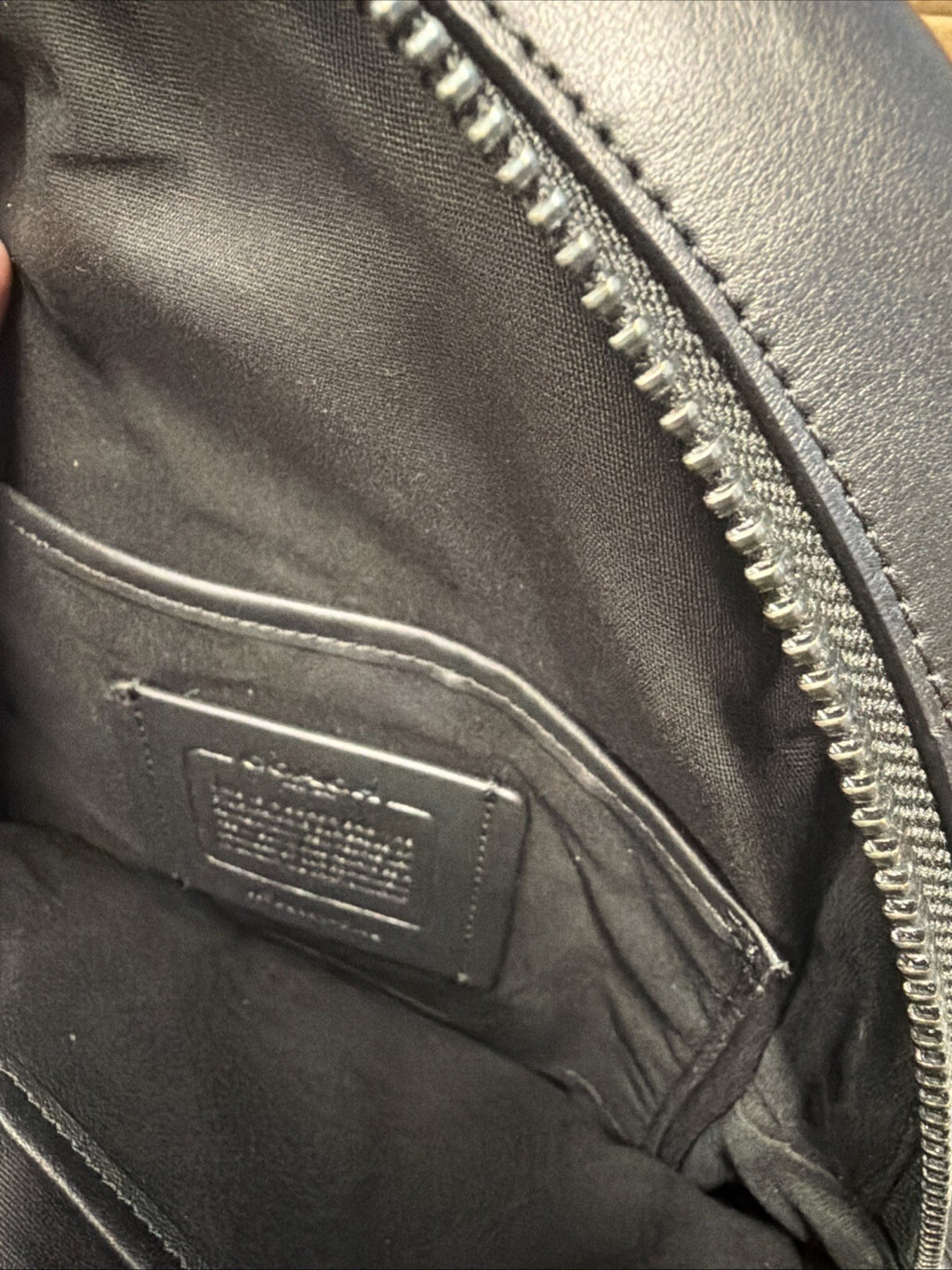 Coach Calf Leather Vertical Sling Style Back Pack Bag Black Signature BNWT