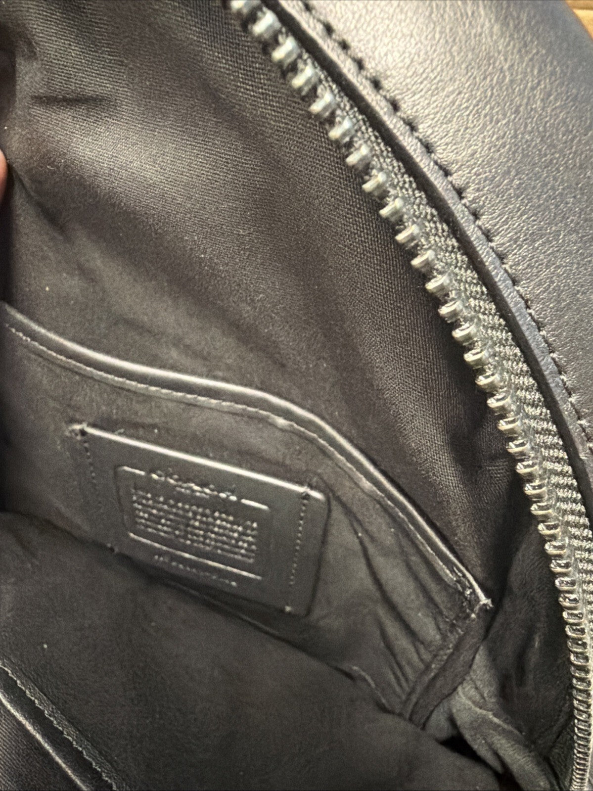 Coach Calf Leather Vertical Sling Style Back Pack Bag Black Signature BNWT