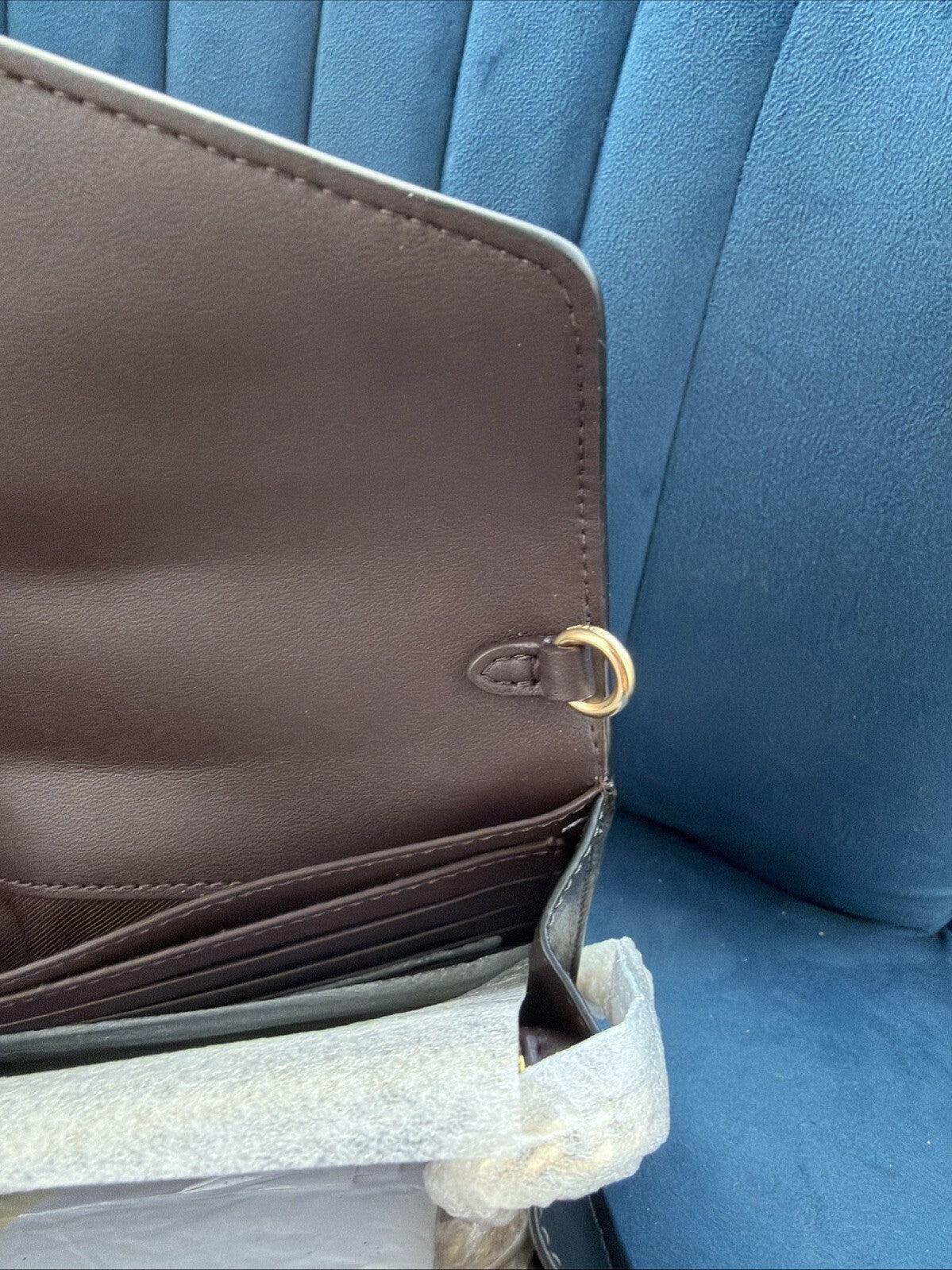 Coach Signature Envelope Clutch Crossbody Chain Strap Brown Black BNWT