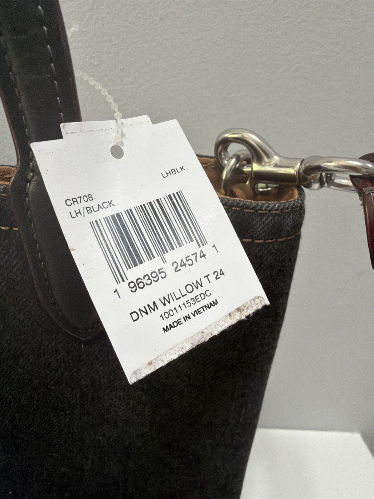 Coach Willow Tote 24 In Black Denim Leather Handles Bucket BNWT Rare!