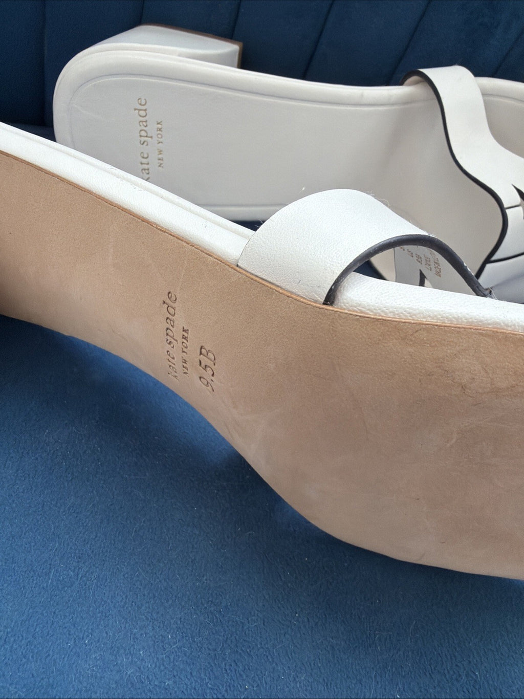 Kate spade Duo Block-Heel Dress Sandals Mules Cream Ivory Leather Uk 7 New