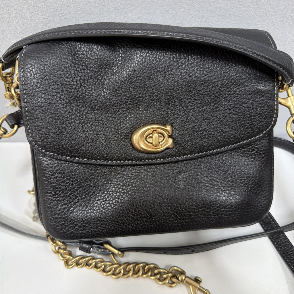 Coach Cassie 19 Black Pebbled Leather Shoulder Bag 4 Straps BN