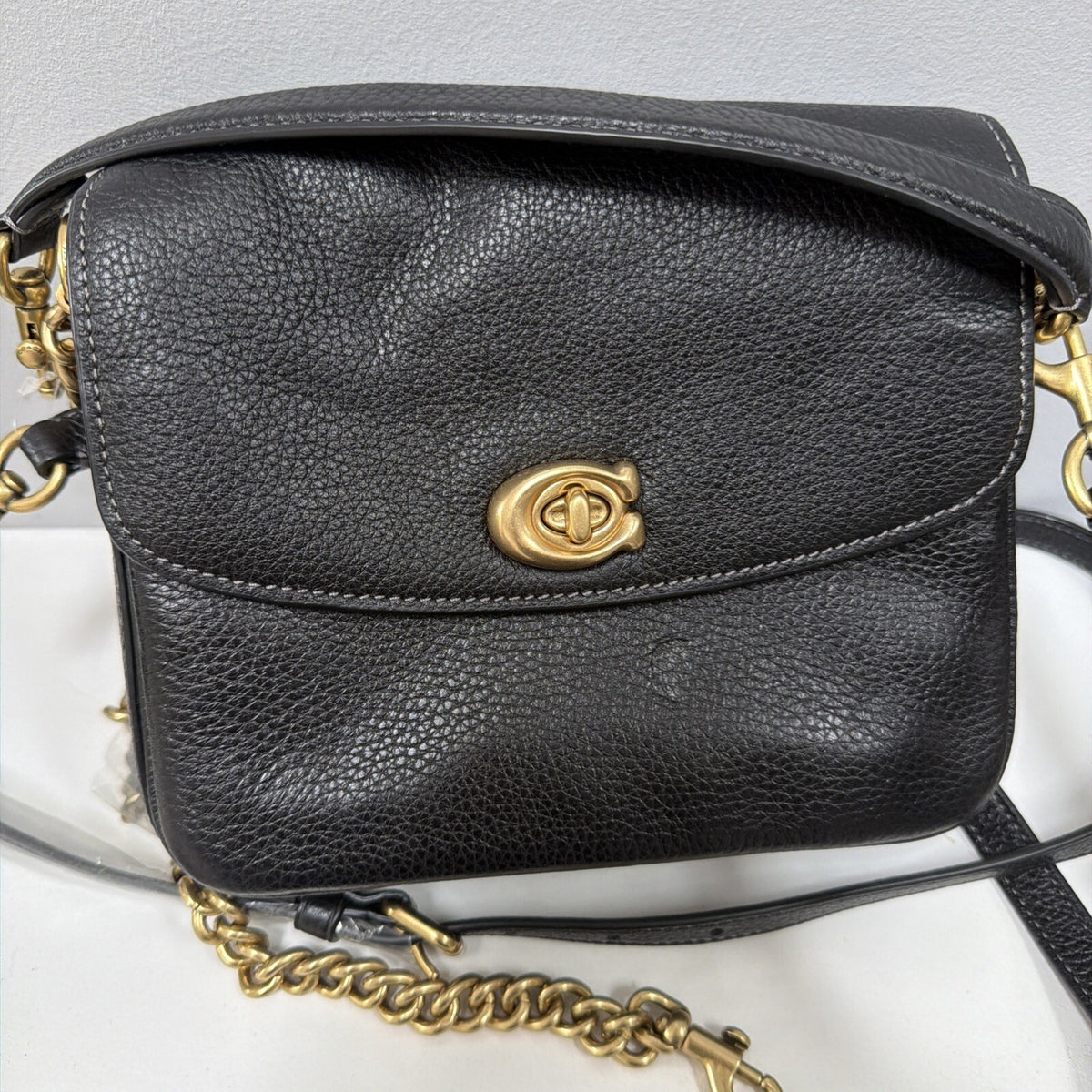 Coach Cassie 19 Black Pebbled Leather Shoulder Bag 4 Straps BN