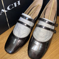 Coach Angelina Patent Leather Mary Jane Shoes UK 8 Anthracite Metallic BNIB
