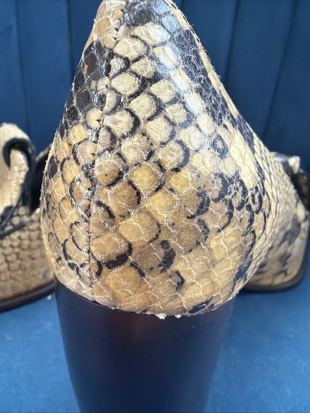Tory Burch Buckle Heel Loafer In Stamped Snake Printed Leather Uk 3 BN
