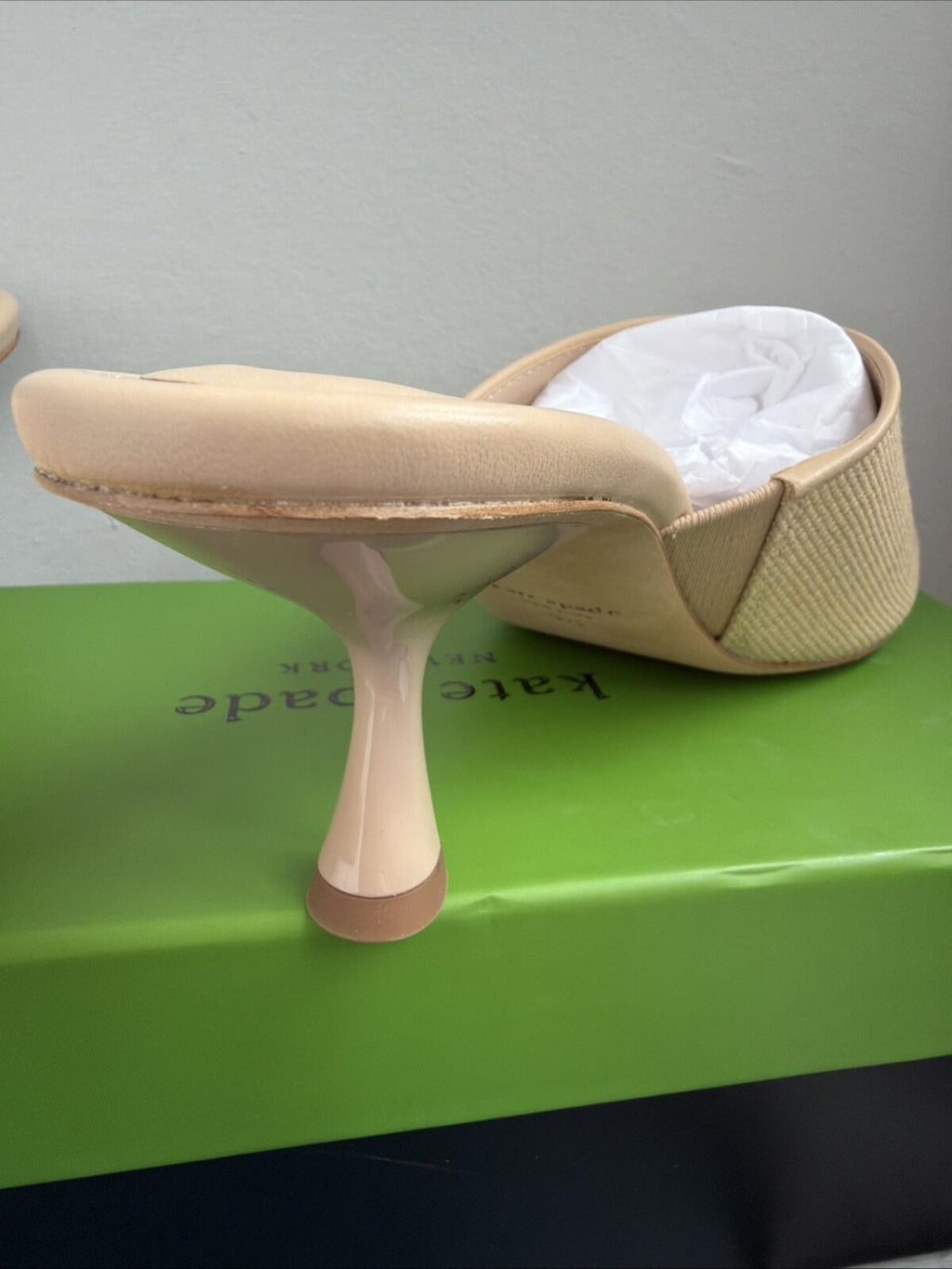 Kate Spade Kitten Heel Sandals Mules Malibu Summer Beach Sand Raffia Uk 5.5 BNIB