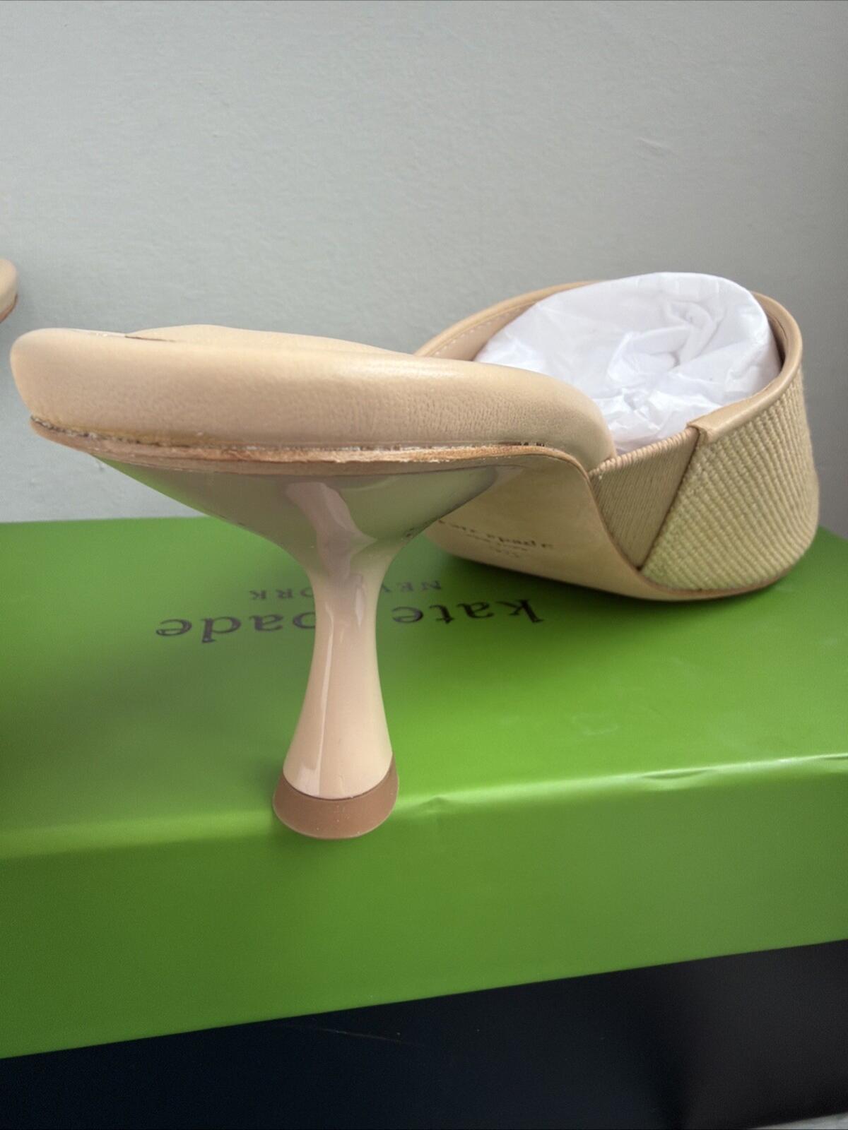 Kate Spade Kitten Heel Sandals Mules Malibu Summer Beach Sand Raffia Uk 5.5 BNIB