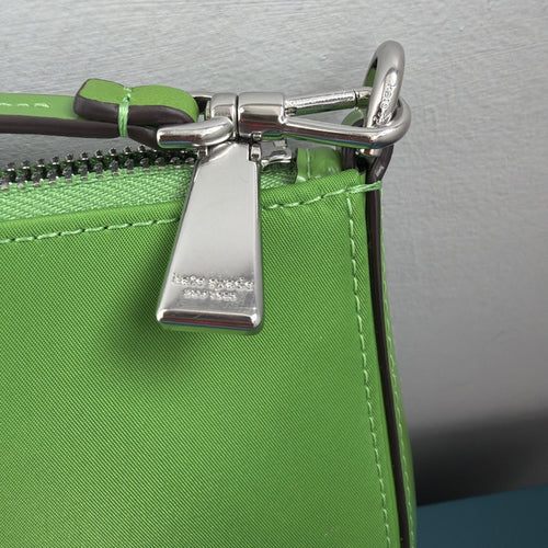 359 Kate Spade Sam Icon Nylon Mini Pochette Wristlet Shoulder Bag Green BNWT