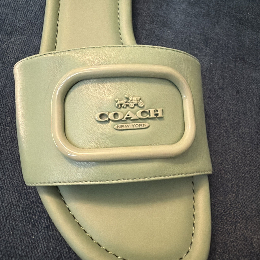 Coach Evy Leather Sandal Slider Soft Green UK 5 / EU 37.5 RRP £195
