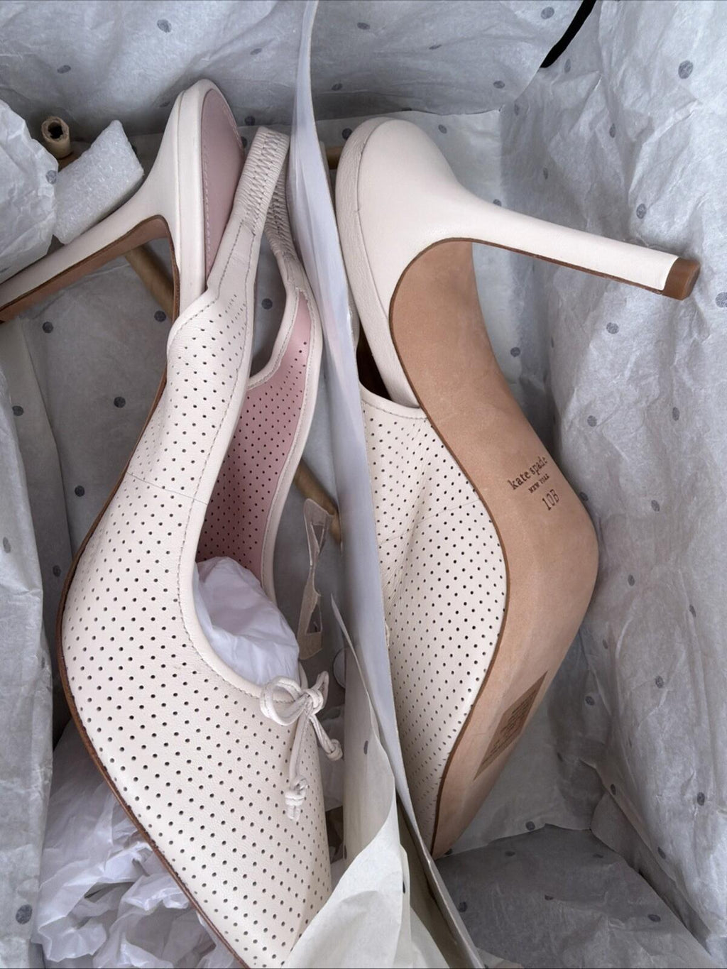 kate spade Veronica High Slingback Heels Pumps Uk 7.5 Parchment Ivory BNIB £250