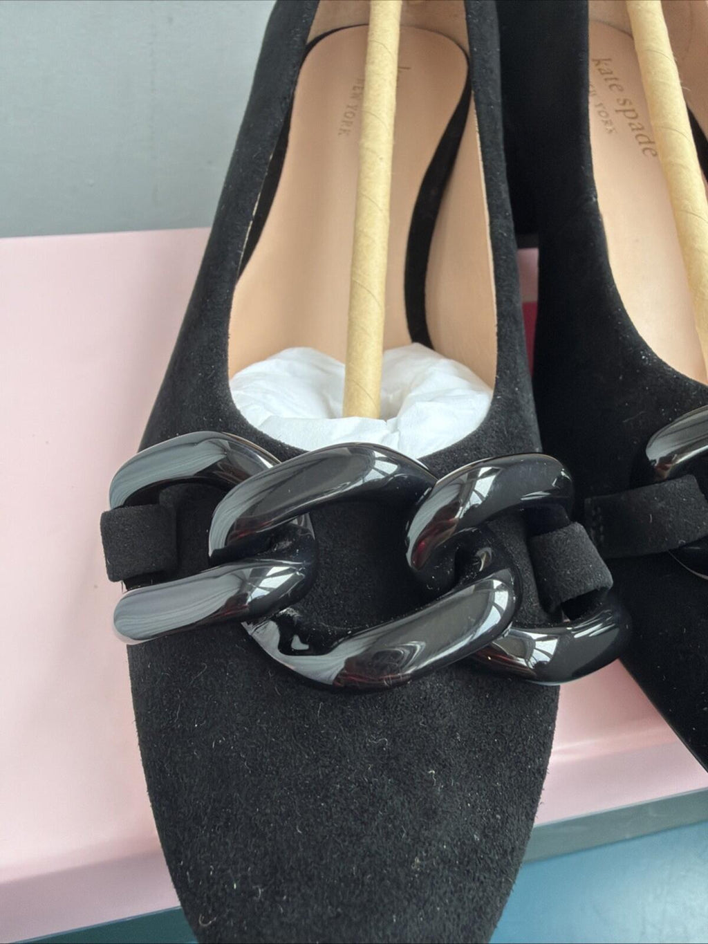 Kate Spade Kacey True Suede Black UK 2.5  BNIB Low  Block Heels £179