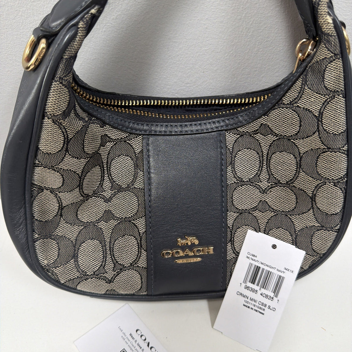 Coach Carmen Mini Crossbody Bag Signature Jacquard Navy Blue - Damage BNWT