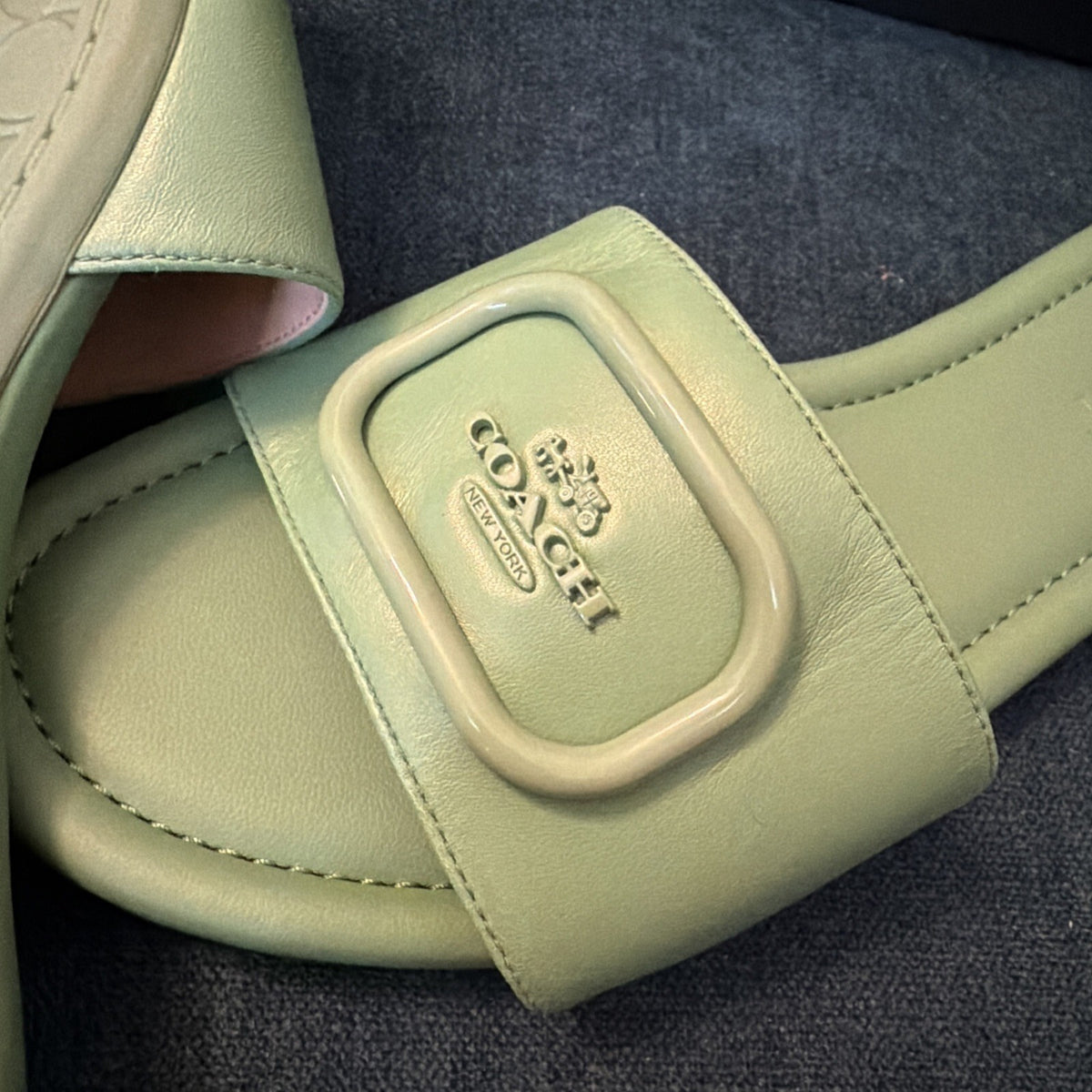Coach Evy Leather Sandal Slider Soft Green UK 5 / EU 37.5 RRP £195