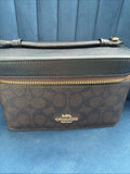 Coach Cosmetic Case In Signature Canvas CW728 Walnut/ Black New - Broken Mirror