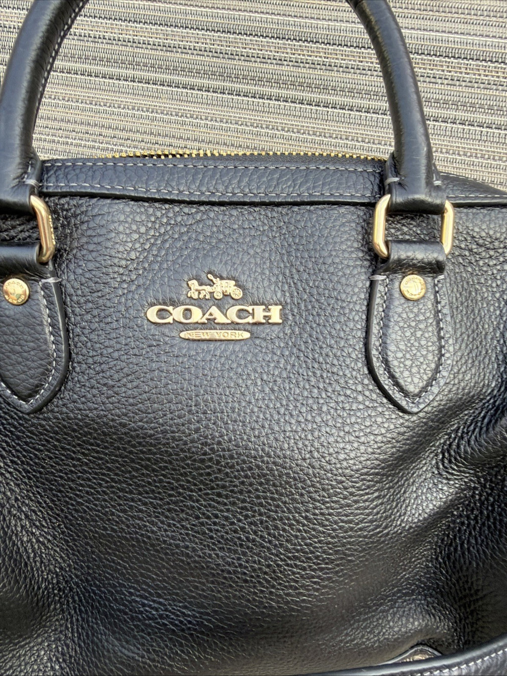 Coach Rowan Satchel in Refined Pebbled Leather Black BN