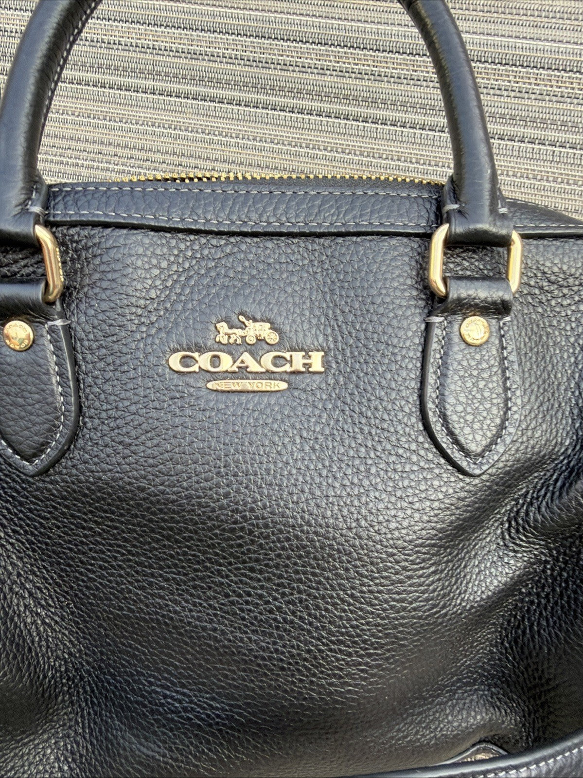 Coach Rowan Satchel in Refined Pebbled Leather Black BN