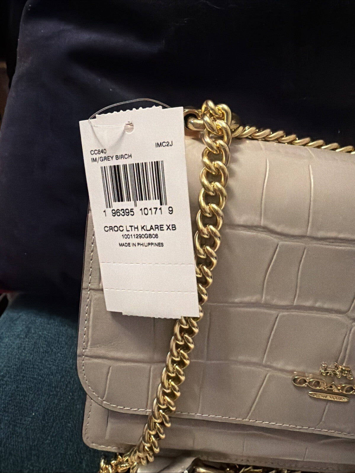 Coach Klare Crossbody Bag CC840 Crocodile Leather Grey Birch BNWT