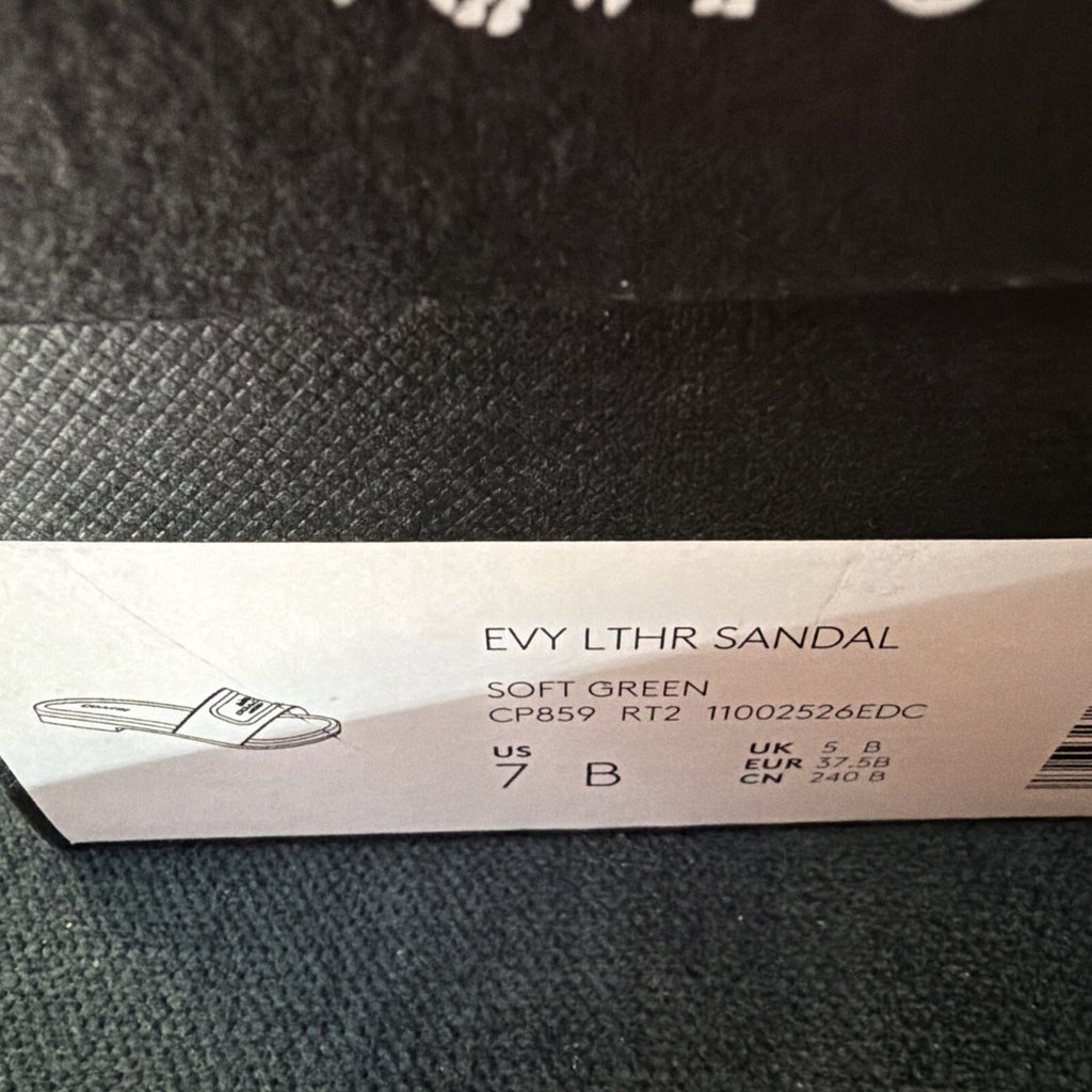Coach Evy Leather Sandal Slider Soft Green UK 5 / EU 37.5 RRP £195