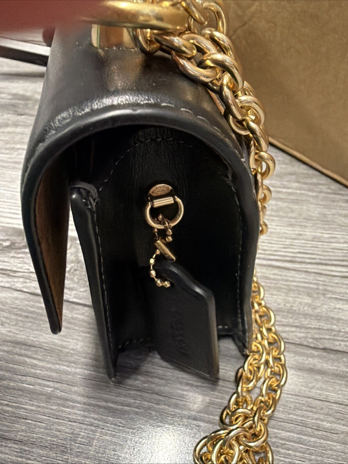 Coach Eliza Flap Crossbody Bag Black Gold New