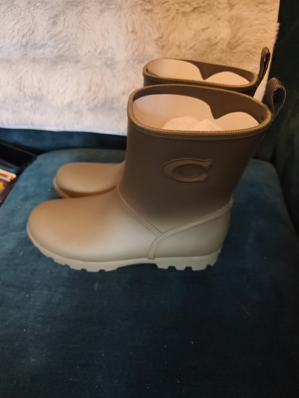 Coach Ryder Rubber Army Green  Short Wellies Boots UK 3 BNIB Rrp £150